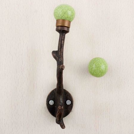 Lime Green Crackle Tree Hooks-EHG-88